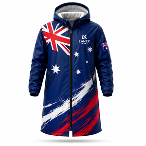 Chaqueta Parka Larga Personalizada con la Bandera Australiana, Impermeable, Cortavientos, con Capucha y Forro Polar, para Cambiarse en la Playa y Deportes al Aire Libre - Product Image 2