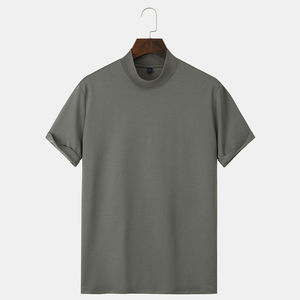 T-shirt à col montant pour homme, décontracté, à manches courtes, léger, couleur unie, basique et tendance - Product Image 6