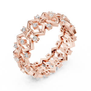 Luxury Rose Gold Plated Geometric Eternity Ring with Round Cut Crystal <b>Stones</b> Openwork Statement Fashion Jewelry - Product Image 4
