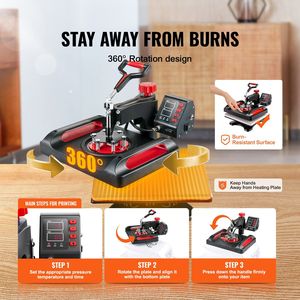 Pressa a Caldo 8 in 1 per Sublimazione 12 X 15 Pollici con Rotazione a 360 Gradi e Funzione Swing Away per Stampa su Magliette - Product Image 6