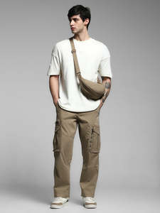 Pantalon cargo pour homme, taille élastique, séchage rapide, coupe ample, couleur unie, vêtements décontractés d'extérieur avec poches, toutes saisons - Product Image 4