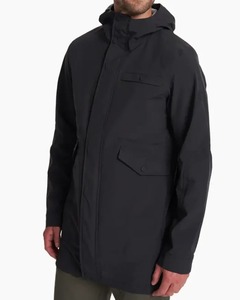 Men's Black Windproof <b>Thick</b> <b>Fleece</b> Puffer <b>Jacket</b> Long Sleeve Zipper Closure Casual Coat Pockets Polyester Material Winter Wear - Product Image 2