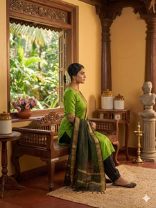 Green Kanchi Cotton <b>Kurta</b> Set With Zari Work Dupatta For <b>Women</b> Traditional Indian Wear Ankle-Length Regular Fit Wrinkle Free - Product Image 4
