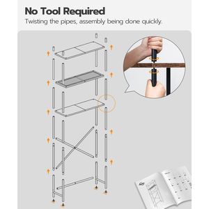 Organizzatore da Bagno a 3 Ripiani Autoportante Sopra il WC, Regolabile con Funzioni Salvaspazio - Product Image 3