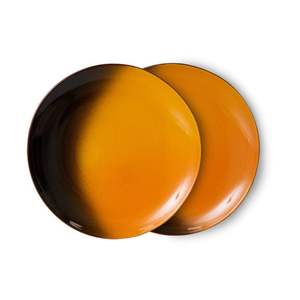 Juego de bandejas redondas de metal hechas a mano |   Plato Decorativo con Degradado de Ámbar Esmaltado para Mesa de Centro y Fiestas |   Decoración para el Hogar al por Mayor - Product Image 1