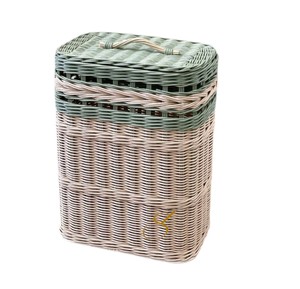 Cesta de Almacenamiento Rectangular de Ratán Natural con Tapa y Asa, Contenedor Tejido Rústico Multiusos para Ordenar y Organizar - Product Image 1