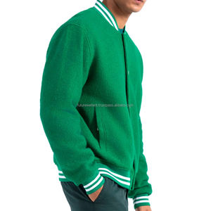 Chaqueta universitaria de lana unisex con logotipo bordado, chaqueta de vuelo de bombardero universitario de retales OEM para hombre, cierre de cremallera de estilo informal - Product Image 4