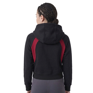 Haut à capuche court pour femme, coupe ample, à manches longues, avec quart de zip, pour l'hiver, vente en gros - Product Image 2