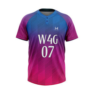 เสื้อเบสบอลซอฟต์บอลแบบสั่งทำคุณภาพสูง 2 กระดุม พิมพ์ลายโลโก้ด้านหน้าด้วยความร้อน ผ้าโพลีเอสเตอร์ระบายอากาศได้ 100% - Product Image 5