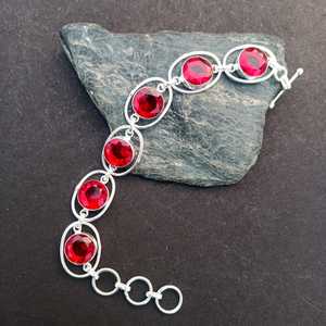 Beautiful <b>Red</b> Garnet Statement <b>Bracelet</b> 925 Sterling Silver Handmade Jewelry Gift For Women Birthday Luxury - Product Image 1