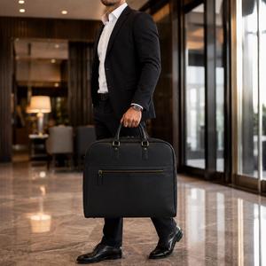 Factory Genuine Leather Casual Suit Carrier Heavy Duty Protection <b>Travel</b> Clothing Storage Bag with Zipper Closure LSC-0001 - Product Image 1
