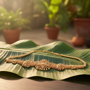 Fashion Body Chain with Antique Gold Ottiyanam Design - Product Image 3