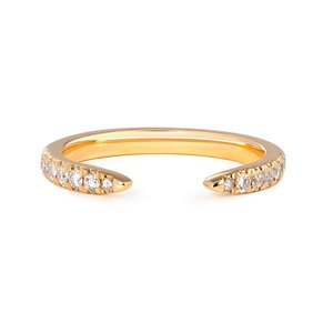 round lab diamond <b>open</b> half eternity <b>ring</b> with pave band <b>ring</b> Bypass Style Pave Diamond Fashion <b>Ring</b> for Boutique Buyers - Product Image 6