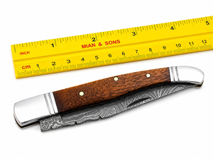 Cuchillo Plegable Laguiole de Acero de Damasco Welltrox Industries con Funda de Cuero Personalizada, Grado DIY, Garantía de 2 Años - Product Image 4