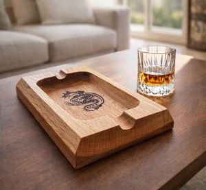 Cendrier de bureau carré en bois avec motif de dragon, style américain, pour la maison, les restaurants, les voitures et les hôtels - Product Image 3