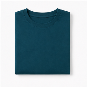 Custom Deep Teal Bamboo Cotton Cocoon <b>Mens</b> Oversized Short Sleeve Crew Neck T-Shirt MTS-OVR-0014 - Product Image 6