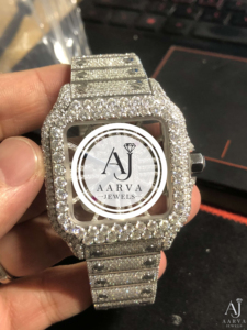 AARVA JEWELS นาฬิกาข้อมือแฟชั่นหรูหรา สายสแตนเลสสตีลทรงเหลี่ยมประดับเพชร ขนาด 20 มม. ตัวเรือน 38 มม. ระบบอนาล็อกควอตซ์ สำหรับทุกเพศ - Product Image 1