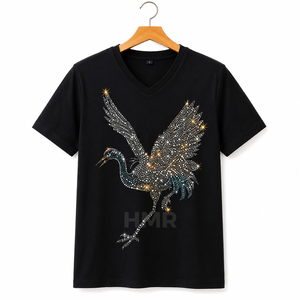 เสื้อยืดคริสตัลรูปนกอินทรี HMR Brotherhood สำหรับผู้ชาย สีดำ สไตล์ฮิปฮอป ลำลอง ผ้าฝ้าย ผลิตโดย OEM - Product Image 5