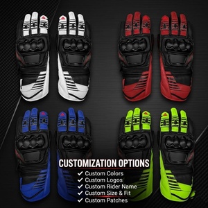 Guantes de cuero con dedos completos para hombre, color negro y blanco, para ciclismo, verano, cierre con cremallera, titanio Pro-Tek - Product Image 5