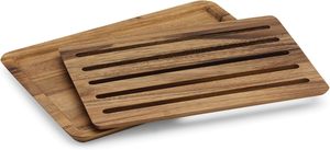 Tabla de cortar pan de madera con bandeja ranurada para recoger migas y asas, ideal para panadería, cocina, hotel, restaurante, venta al por mayor - Product Image 3
