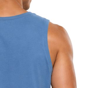 Débardeur sans manches bleu personnalisé avec logo dragon minimaliste imprimé – Gilet en coton personnalisé pour homme, col rond, style décontracté streetwear estival - Product Image 5