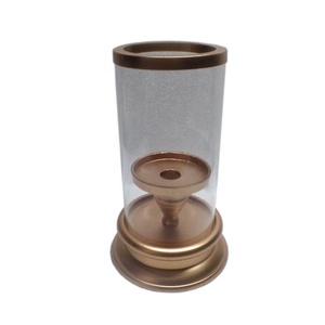 Vente chaude Décoration de La Maison Verre Et Fer Lanterne Couleur Or Et Verre Clair Style Moderne Bougeoir Pour Plateau De Table - Product Image 3