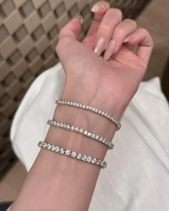 Bracelet tennis en moissanite de laboratoire 2mm-3.5mm, brillant, unisexe, certifié IGI, plaqué or, argent 925, luxe, mariage - Product Image 4