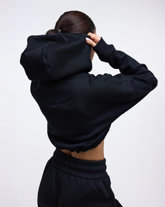 Sudadera con capucha extragrande de algodón polar para mujer con logo personalizado al por mayor, manga larga, hombro caído, transpirable - Product Image 2