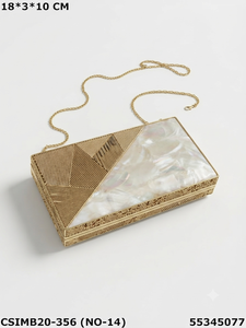 Pochette de soirée élégante en laiton faite à la main accessoire pour femme en nacre pour mariage ou soirée - Product Image 2