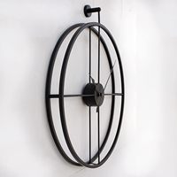 Jam Dinding Analog Logam Cincin Ganda, 24 Inci, Hitam