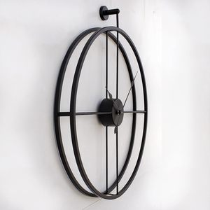 Double Ring Metal Analog Wall <b>Clock</b>, 24 Inch, <b>Black</b> - Product Image 2