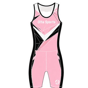 Traje de Competición de Remo Rosa, Negro y Blanco para Hombre, Uniforme de Competición sin Mangas, Singlet de Alto Rendimiento, Personalizado, Venta al por Mayor para Equipos - Product Image 1