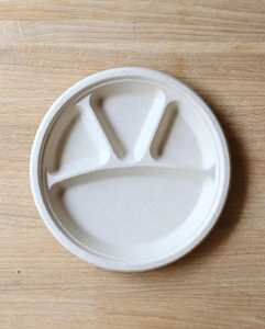 Assiettes jetables écologiques en bagasse de canne à sucre biodégradable, rondes de 11 pouces, à 4 compartiments, pour la vente en gros - Product Image 3