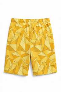 Shorts de Baño para Hombre con Estampado Geométrico Amarillo, Secado Rápido y Cordón Ajustable - Product Image 2