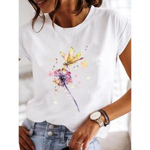 Camiseta Elegante con Cuello Redondo para Mujer, Impresión Personalizada al por Mayor, Ecológica, Informal, de Invierno, 100% Algodón, Decoración Bordada, Personalizada - Product Image 4