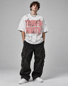 T-shirt Thorfin Industry en jersey de coton surdimensionné, uni, style streetwear pour homme, à manches courtes, imprimé, col rond, respirant et écologique - Product Image 1