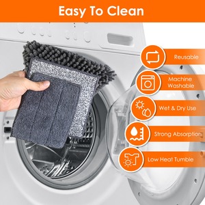 2-in-1 Baseboard Cleaner <b>Mop</b> Squeegee 8 Reusable Fiber Flannel Chenille Pads 360 Rotatable Convex Design Extendable Long <b>Wall</b> - Product Image 3