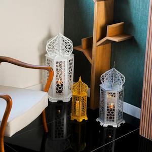 Decoración para el Hogar de Ramadán Kareem Eid, Linterna Hecha a Mano de Hierro con Diseño de Luna Creciente y Estrella, Estilo Mezquita, para Fiestas Islámicas - Product Image 2