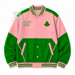 Veste coupe-vent personnalisée Alpha Kapa Alpha Sorority avec logo brodé vert et rose, style décontracté pour femme, avec doublure en polyester - Product Image 1