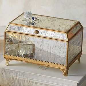 Caja de exhibición de vidrio antiguo, tintado en oro - Product Image 3