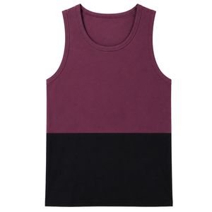 Débardeur Homme Violet et Noir, Design Color Block, Décontracté, Été, Gym, Fitness, Entraînement, Musculation, Coton, Athlétique - Product Image 1