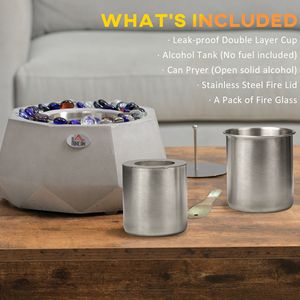 Cheminée de table portable en béton de 9 po pour intérieur/extérieur, capacité maximale de 0,1 gallon, 215 po² Ft. Accessoire pour foyer à bois - Product Image 3