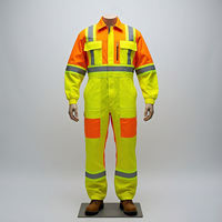 Combinaison de travail unisexe haute visibilité respirante certifiée CE, orange et jaune avec bandes réfléchissantes, uniforme de sécurité