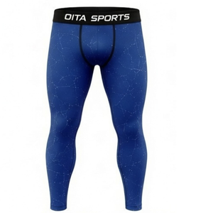 Ensemble de vêtements de sport pour homme, bleu marine, manches longues et leggings, compression, entraînement, fitness, gym, athlétique - Product Image 3
