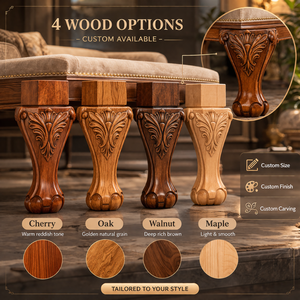 Pieds de canapé classiques en bois sculpté, pieds de canapé modernes en bois massif pour la mise à niveau et le remplacement de meubles - Product Image 6