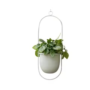 Hanging Metal Flower <b>Pot</b> With Hammered Finish For Indoor Outdoor Use Modern Minimalist Plant Planter Gold Color Circular Design - Product Image 5