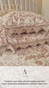 Juego de Ropa de Cama de Lujo para Novia, de Algodón/Lino, 5 Piezas, Duradero, para Todas las Estaciones, Cubrecama de 2.0m con Fundas de Almohada y Funda de Cojín con Encaje - Product Image 3