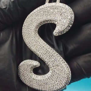 Iced Out Letter S <b>Pendant</b> CZ Diamond <b>Initial</b> <b>Pendant</b> Hip Hop Alphabet Necklace Charm Custom Name Jewelry - Product Image 2