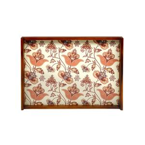 Bandeja Rectangular Decorativa con Estampado Floral Damasco Color Durazno, Bandeja de Servir de Madera Duradera de Lujo para Pedidos al por Mayor - Product Image 4