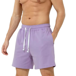 Shorts unisexe pour homme, bleu clair, à motif floral, avec cordon de serrage, taille haute, 100% coton, respirant, séchage rapide, avec poches - Product Image 1